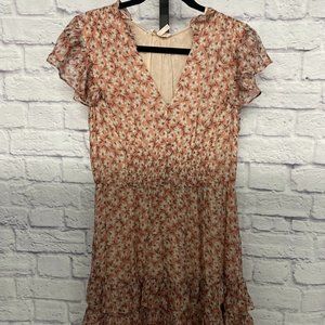 Rebecca Taylor Lucia Silk Metallic Floral Mini Dress